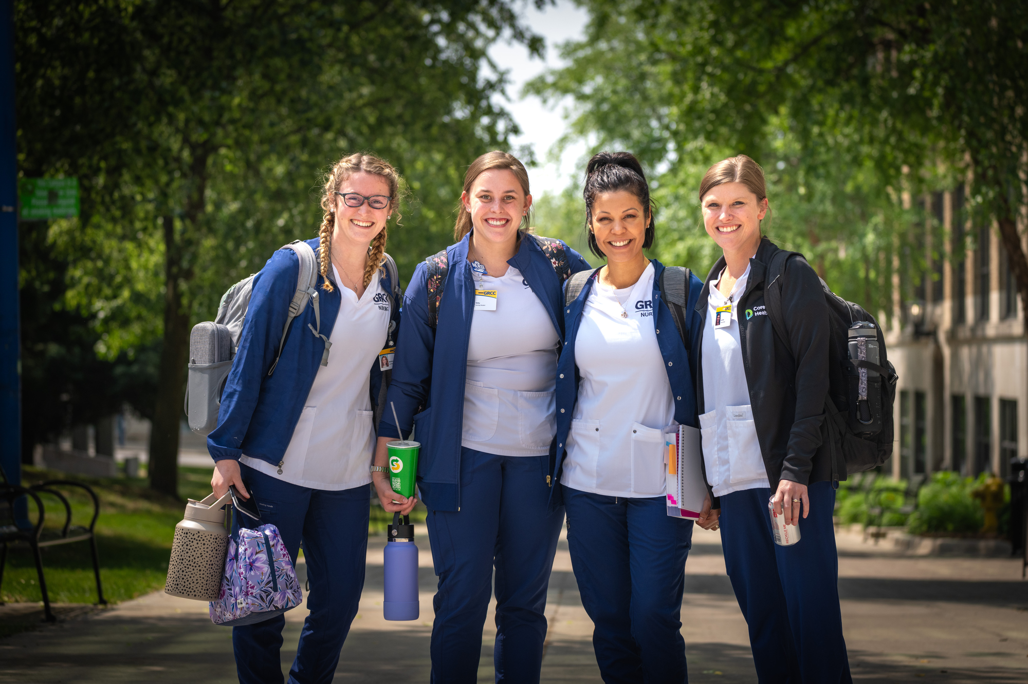 Four Nursing Students Walking on the Commons